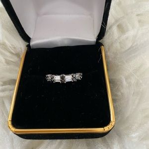 Black and white diamond ring.  Stamped 14k.